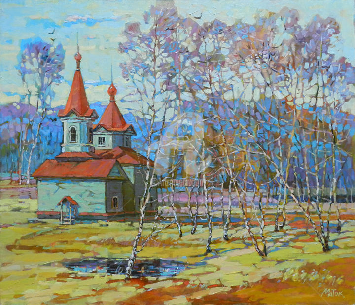 Картина под названием "Корсино. Весна. (Ko…" - Сергей Москалев, Подлинное произведение искусства, Масло