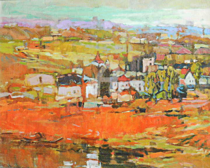 Картина под названием "Красное село (Red V…" - Сергей Москалев, Подлинное произведение искусства, Масло