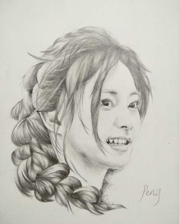 Drawing titled "周子瑜.jpg" by Ooi Peng Yeh, Original Artwork, Pencil