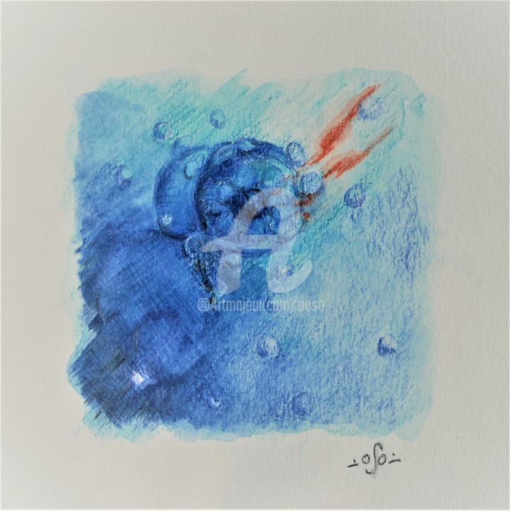 Pintura intitulada "Fragment 8" por Oso, Obras de arte originais, Aquarela