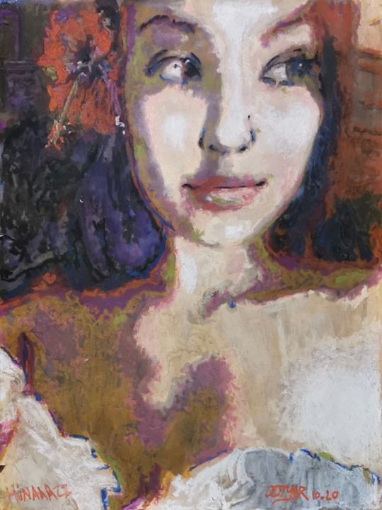 Painting titled "Hinaaazz" by Ootyer, Original Artwork, Pastel