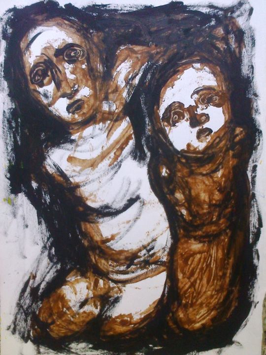 Painting titled "father and son" by Müge Olçum, Original Artwork, Acrylic