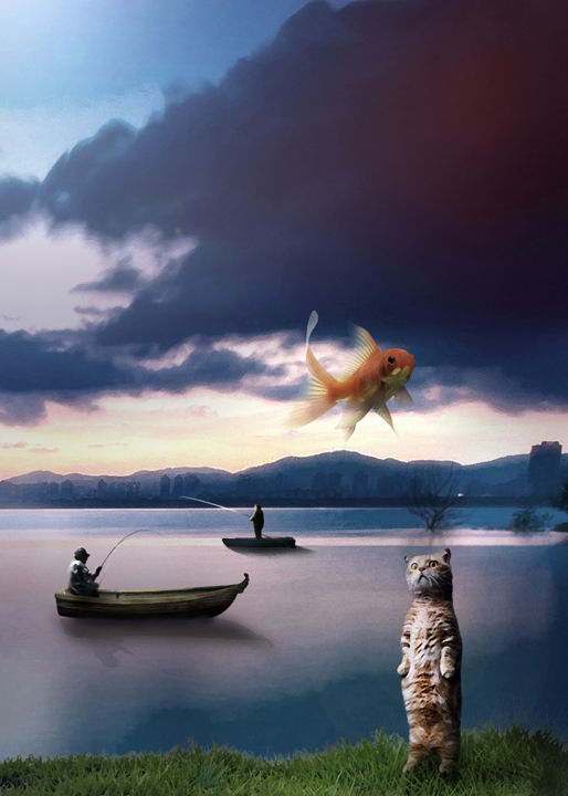 Digital Arts titled "catfish" by Opelmendoza, Original Artwork, Photo Montage