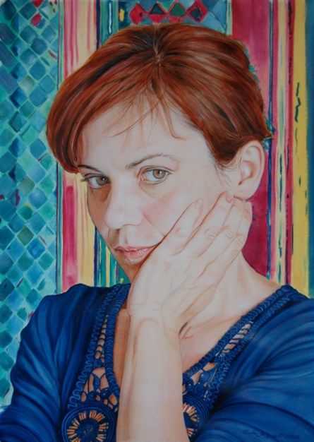 Painting titled "selfportrait" by Paola Angelotti, Original Artwork, Oil