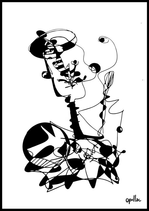 Digitale Kunst mit dem Titel "Un fil unique - L'i…" von Opillac, Original-Kunstwerk, Acryl