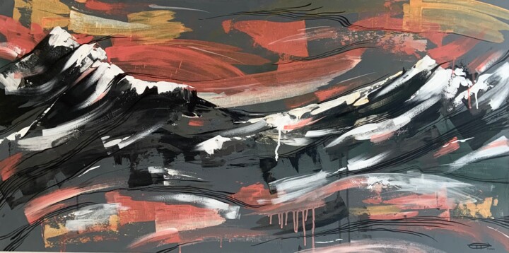 Картина под названием "Mountain #1" - Oplyart Pavlova, Подлинное произведение искусства, Акрил