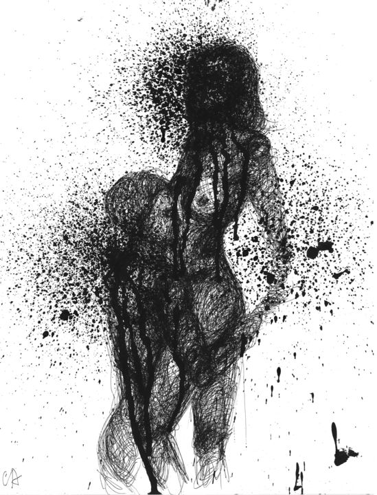 Desenho intitulada "In love 4" por Sasha Neschastnova, Obras de arte originais, Caneta de gel
