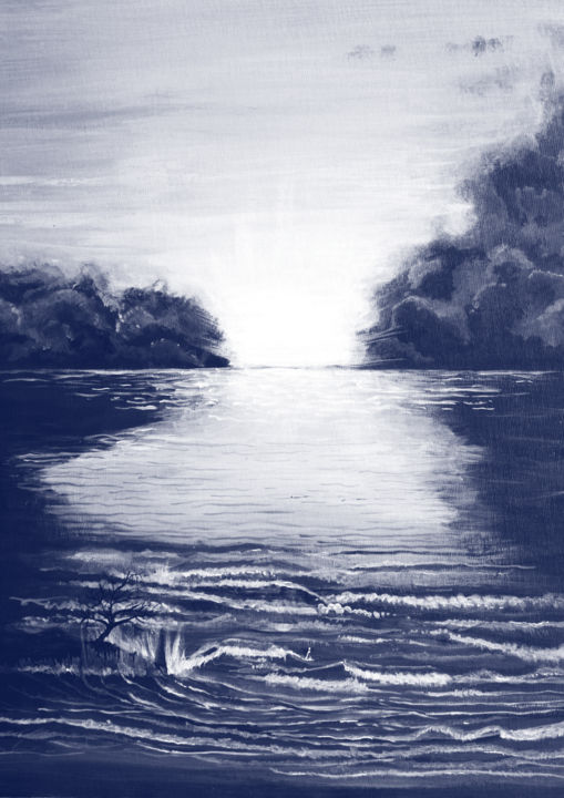 Peinture intitulée "La mer des Peines" par Orana Marceline, Œuvre d'art originale, Acrylique