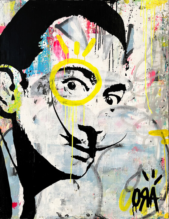 Painting titled "DALI" by Ora, Original Artwork, Spray paint Mounted on Wood Stretcher frame