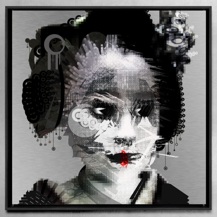 Gravures & estampes intitulée "geisha millenials I…" par Ordo Abkao, Œuvre d'art originale, Impression numérique Monté sur A…