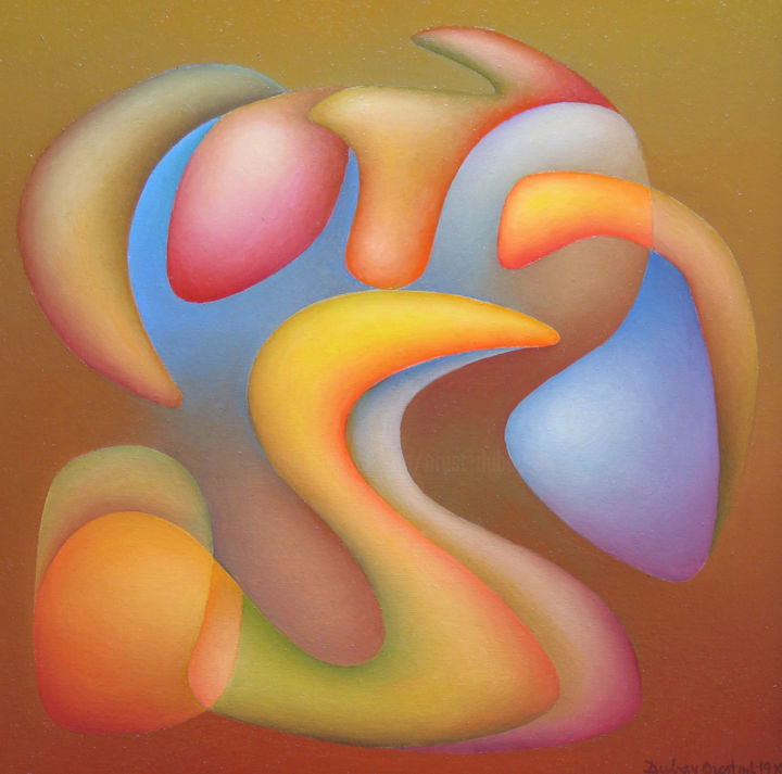 Painting titled "Evening happiness" by Orest Dubay, Original Art, Oil