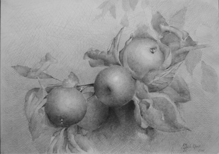 Painting titled "Яблоки" by Orest Kuziv, Original Art,