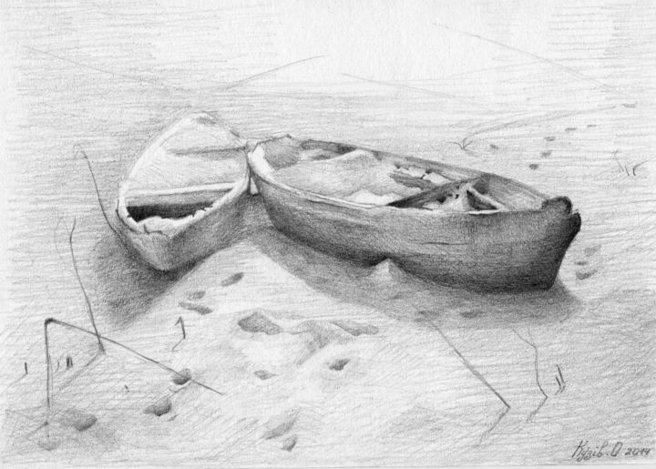 Painting titled "Лодки" by Orest Kuziv, Original Art,
