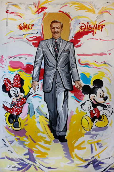 Painting titled "Walt Disney" by Orest Hrytsak, Original Artwork, Acrylic Mounted on Wood Stretcher frame