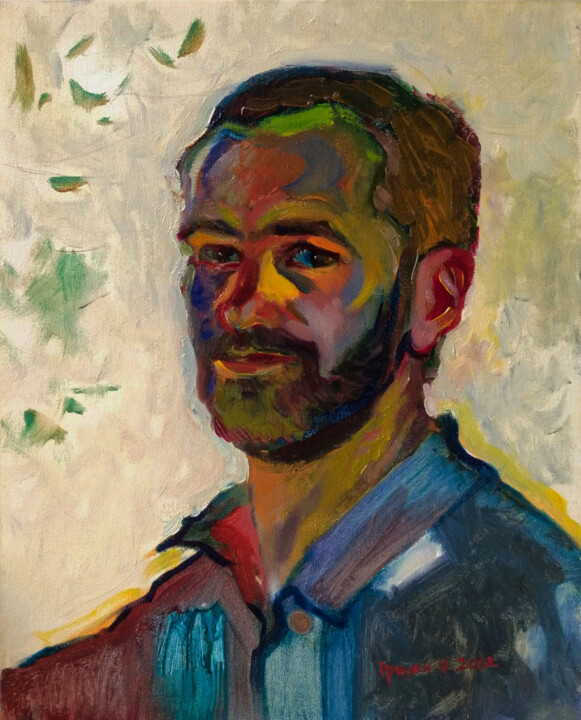 Peinture intitulée "Autoportrait 2002" par Orest Hrytsak, Œuvre d'art originale, Huile
