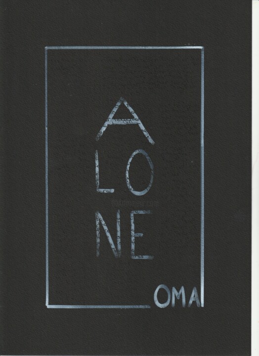 Tekening getiteld "Alone" door O.M.A., Origineel Kunstwerk, Marker