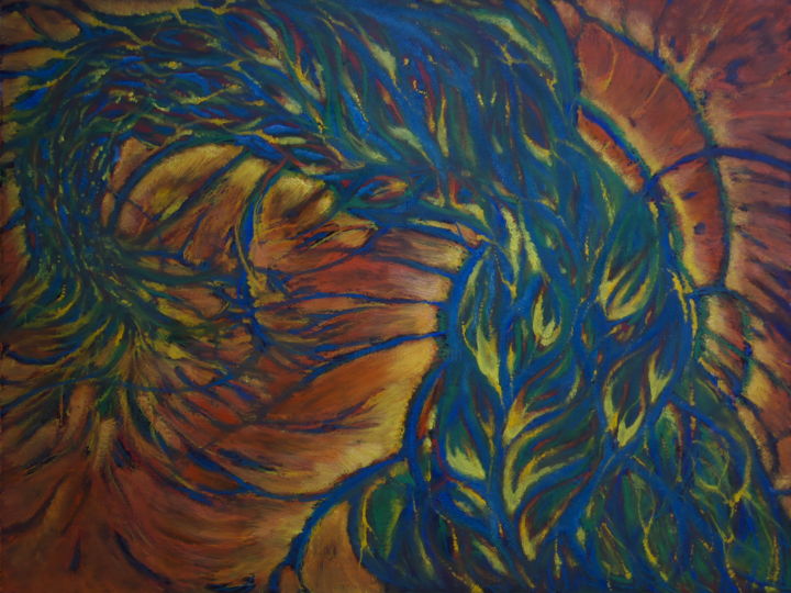 Peinture intitulée "l'Arbre-Dragon (l'E…" par Orianne Courmes, Œuvre d'art originale, Huile