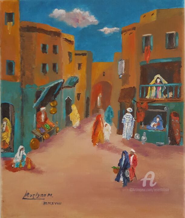 Vintage Corner View of Arab Quarter, Algiers Painting by L'Orientaliste |  Artmajeur