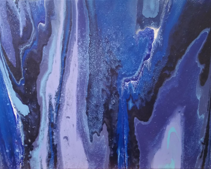 Painting titled "Blue Granite" by Alexandra Romano, Original Artwork, Acrylic