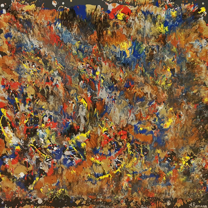 Painting titled "Metallic Flames | 2…" by Alexandra Romano, Original Art, Acrylic