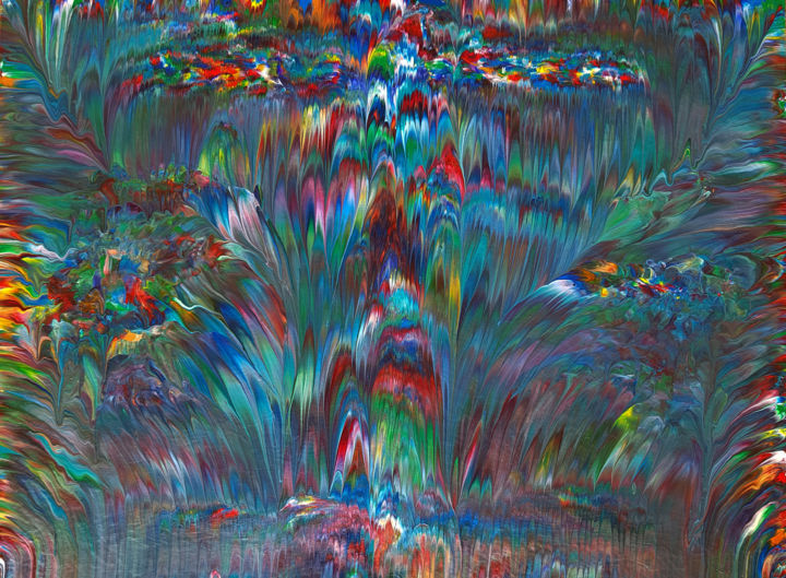 Painting titled "Hypnotic Sea | 40"…" by Alexandra Romano, Original Artwork, Acrylic