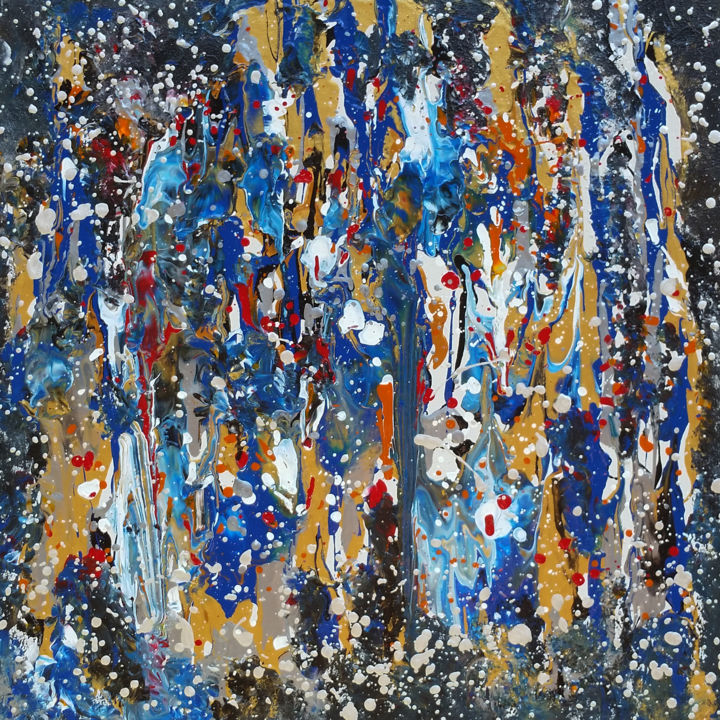 Painting titled "Cosmic Blizzard | 2…" by Alexandra Romano, Original Art, Acrylic