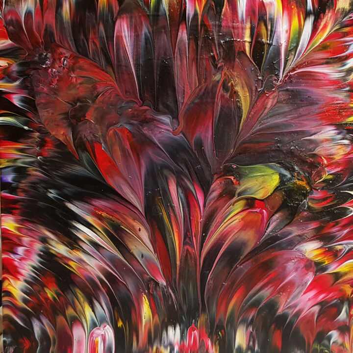 Painting titled "Phoenix Feathers |…" by Alexandra Romano, Original Artwork, Acrylic