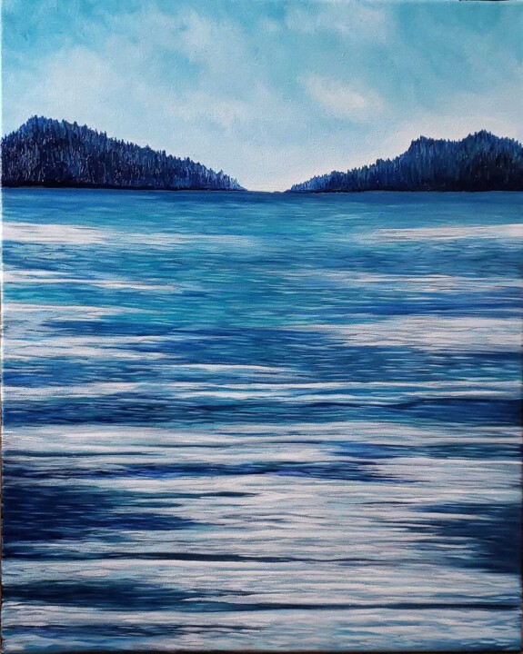 Painting titled "Shades of Blue" by Liane Tomkins, Original Artwork, Oil
