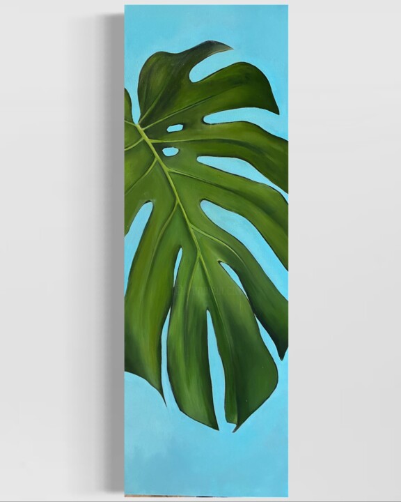 Painting titled "Monstera Deliciosa" by Liane Tomkins, Original Artwork, Oil