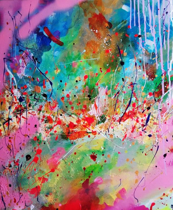 Painting titled "Art Abstrait ." by Céline Marcoz, Original Artwork, Acrylic