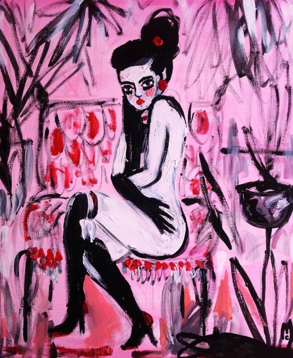 Schilderij getiteld "Femme" door Céline Marcoz, Origineel Kunstwerk, Acryl