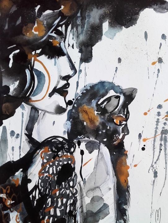 Femme Chat Painting By Celine Marcoz Artmajeur Femme Chat Painting By Celine Marcoz Artmajeur