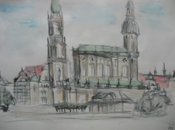 Ζωγραφική με τίτλο "Dresden,Hofkirche" από Ralf Czekalla, Αυθεντικά έργα τέχνης, Λάδι