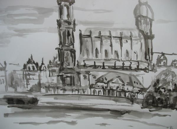 Pintura intitulada "Dresden,Hofkirche" por Ralf Czekalla, Obras de arte originais, Óleo