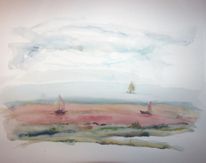Peinture intitulée "Segelboote" par Ralf Czekalla, Œuvre d'art originale, Aquarelle