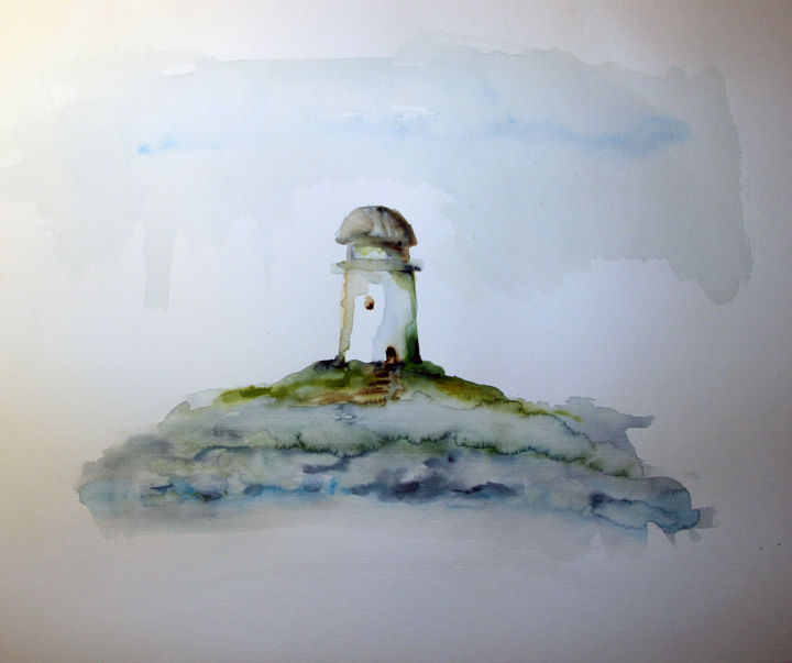 Ζωγραφική με τίτλο "Leuchtturm" από Ralf Czekalla, Αυθεντικά έργα τέχνης, Ακουαρέλα