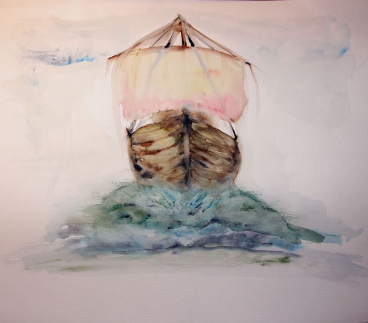 Painting titled "Segelboot" by Ralf Czekalla, Original Artwork, Watercolor
