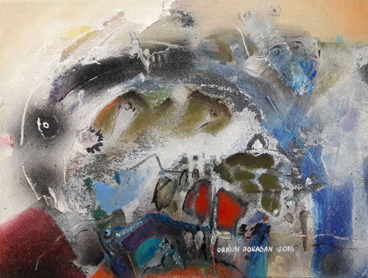 Painting titled "blue-dreams-in-a-fi…" by Orkun Boragan, Original Artwork, Other
