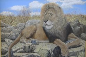 Pintura titulada "León" por Orlando Argañaraz, Obra de arte original, Oleo