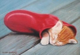 Pintura titulada "Gato en Bota" por Orlando Argañaraz, Obra de arte original, Oleo