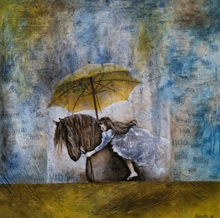 Painting titled "Pluie de mots" by Orlando Basulto, Original Artwork, Acrylic