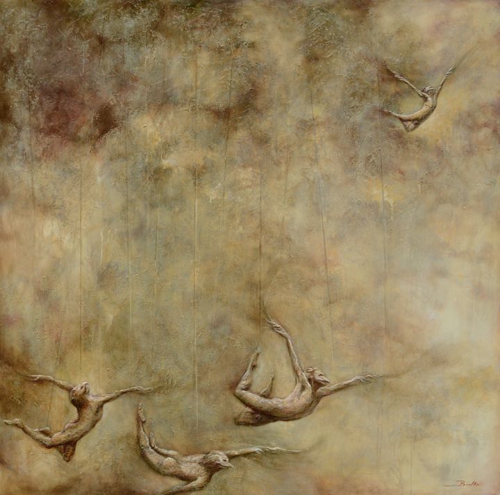 Peinture intitulée "Migracion" par Orlando Basulto, Œuvre d'art originale, Acrylique