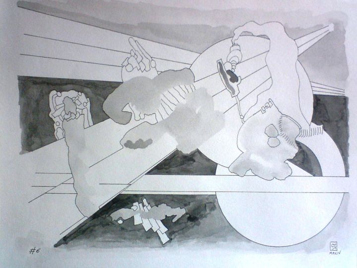 Drawing titled "Black and white #6" by Orlando Rafael Dos Santos, Original Artwork