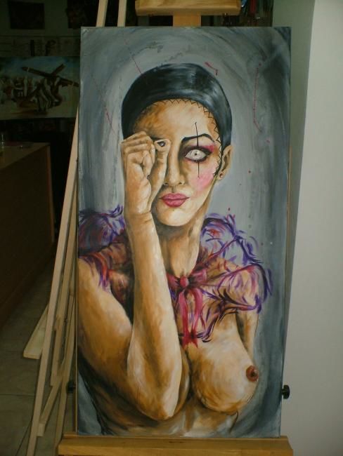 Painting titled "La Mitad" by Betina Portolesi, Original Artwork