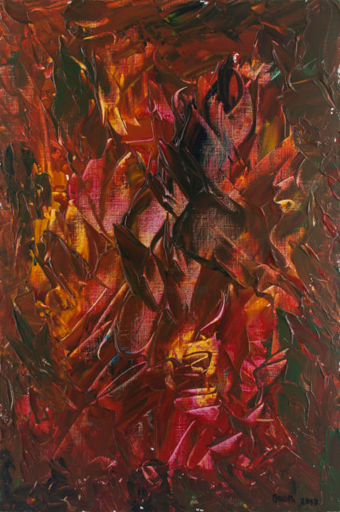 Картина под названием "Energy of red" - Natali Orlova, Подлинное произведение искусства, Акрил Установлен на Деревянная рама…