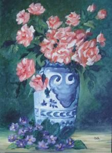 Painting titled "Vaso de Porcelana A…" by Orly Silva, Original Artwork, Oil