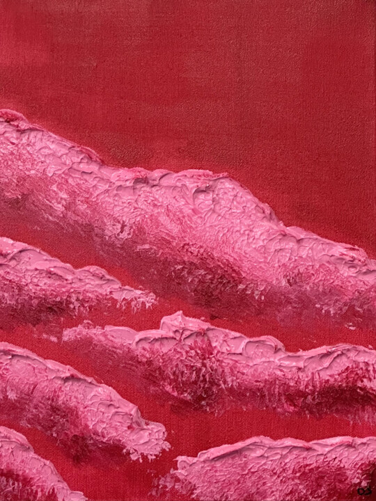 Painting titled "Pink waves" by Ornella Spiga, Original Artwork, Acrylic Mounted on Wood Stretcher frame