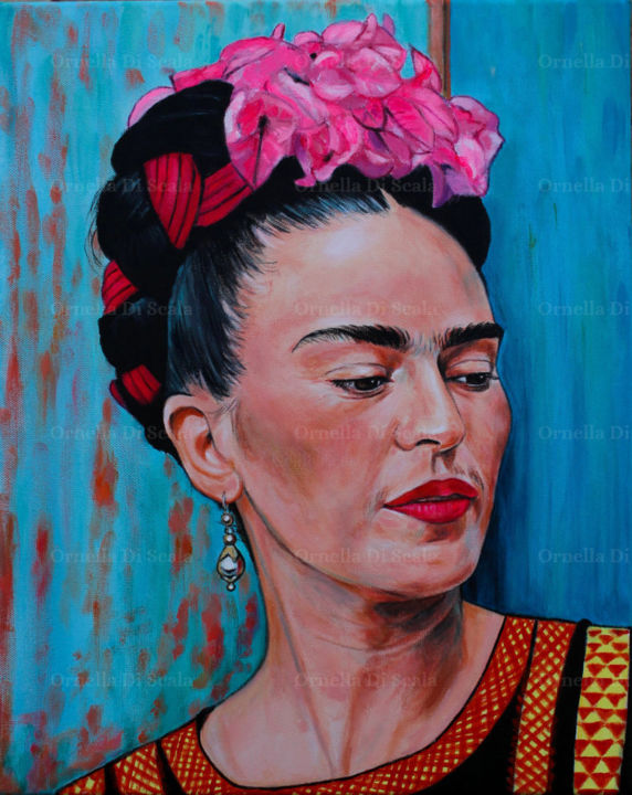 Pittura intitolato "Ritratto Frida Kahlo" da Ornella Di Scala, Opera d'arte originale, Acrilico