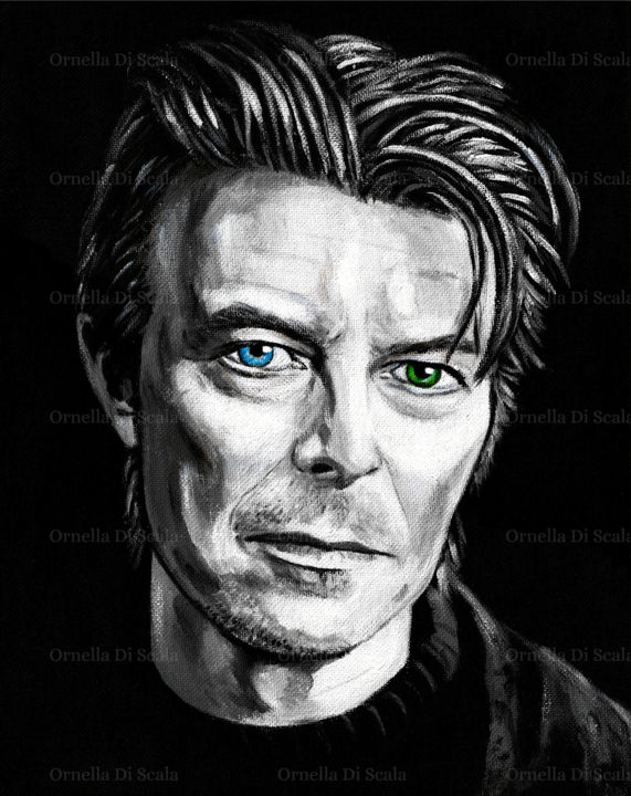Peinture intitulée "David Bowie ritratt…" par Ornella Di Scala, Œuvre d'art originale, Acrylique