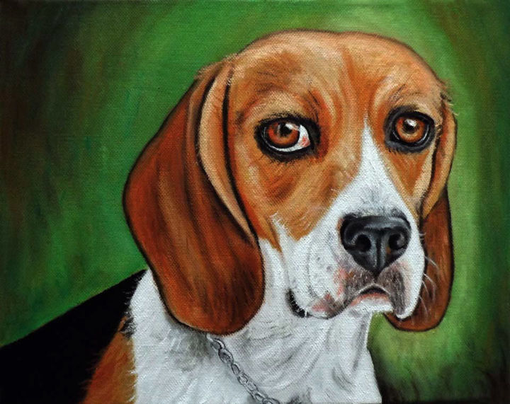 Pittura intitolato "beagle.jpg" da Ornella Di Scala, Opera d'arte originale, Olio